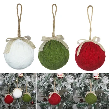 

Christmas Knitted Ball Christmas Tree Pendant Mini Hanging Ornaments Decorations Drop Shipping