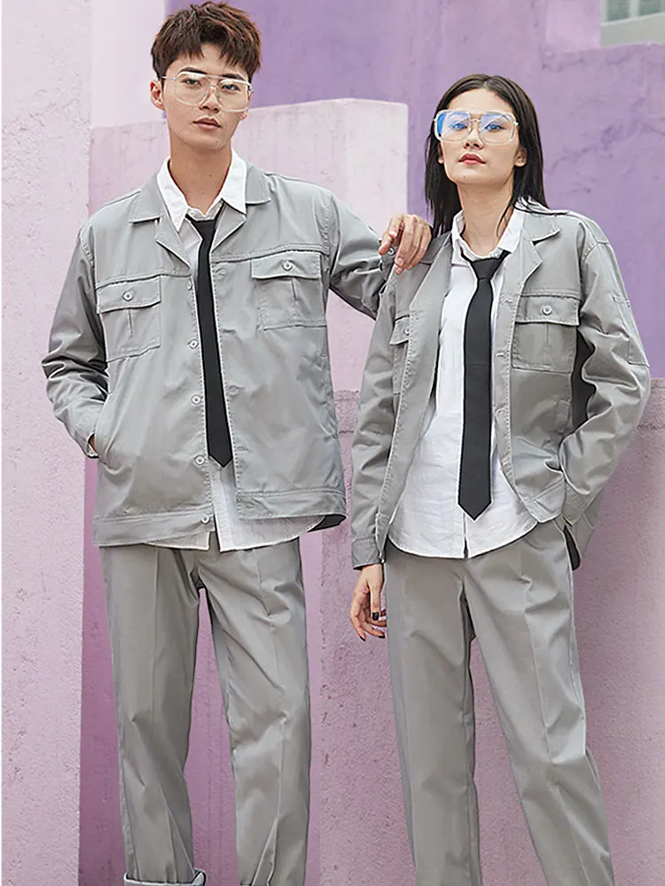 

Spring Autumn Men's Long Sleeve Coat Long Trousers Two Pieces Set Customize Coveralls Workshop Uniforms Auto Repair B99
