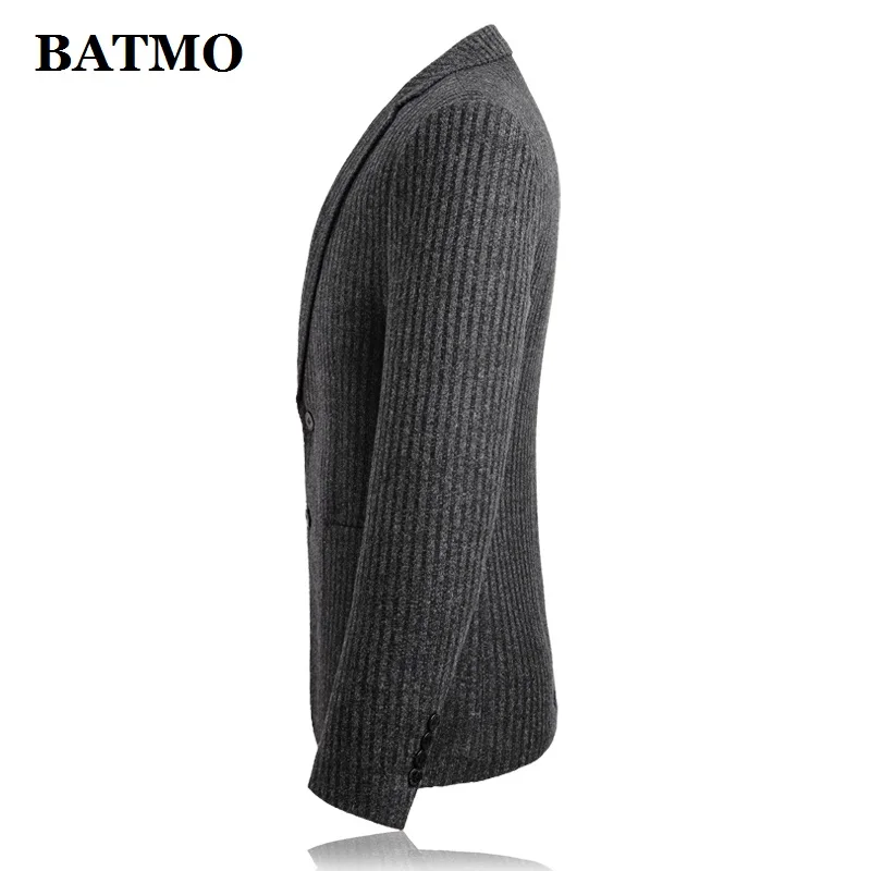 BATMO Новое поступление осенний высококачественный Повседневный полосатый Блейзер мужские повседневные серые куртки 1630