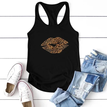 

Leopard Lips Printing Tanks Tops Women Summer 2020 Femme Tank Top Women Graphic Woman Clothing Plus Size Top Verano Mujer