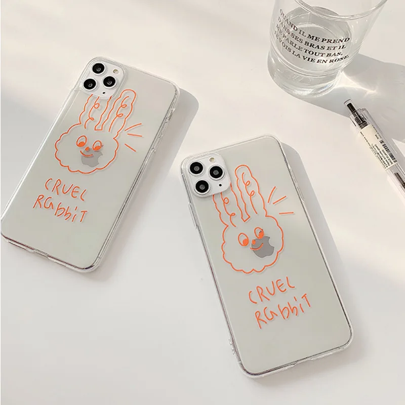 Забавный чехол для телефона в стиле ретро Red line rabbit Bunny с буквами iPhone 11 Pro MAX X XR XS