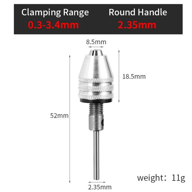 Drill Chuck Keyless Screwdriver Impact Driver Adaptor Electric Micro Motor Clamp Mini Chuck Fixture Hex Shank Drill Bits Adapter 0.3-3.4 Rround