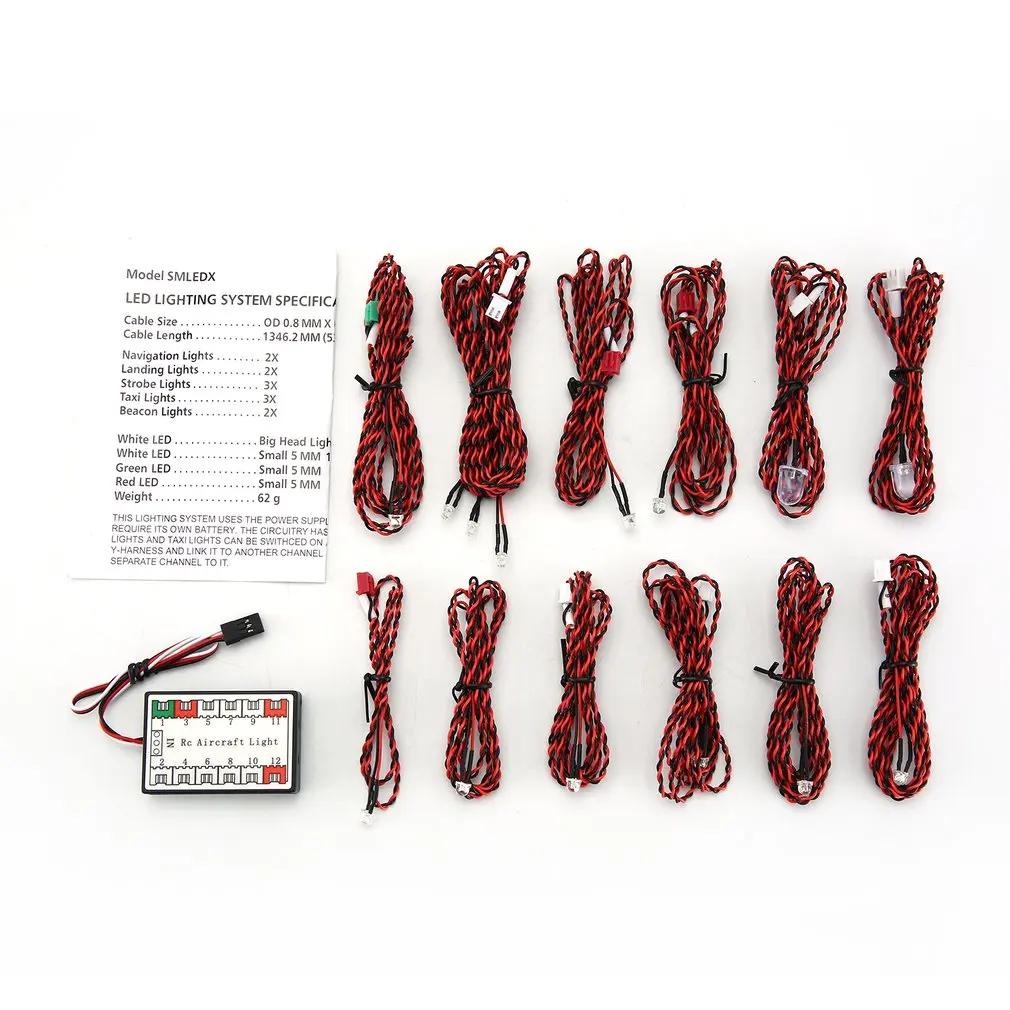 

12 LEDs RC Lighting System Kit Simulation Flashing Lights With Control Box RC Accessories For RC Airplane Helicopter