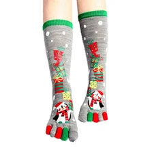 Sparsil, женские, унисекс, зимние хлопковые носки с носком, модные теплые Рождественские Носки с рисунком снеговика, носки до колена с пятью пальцами