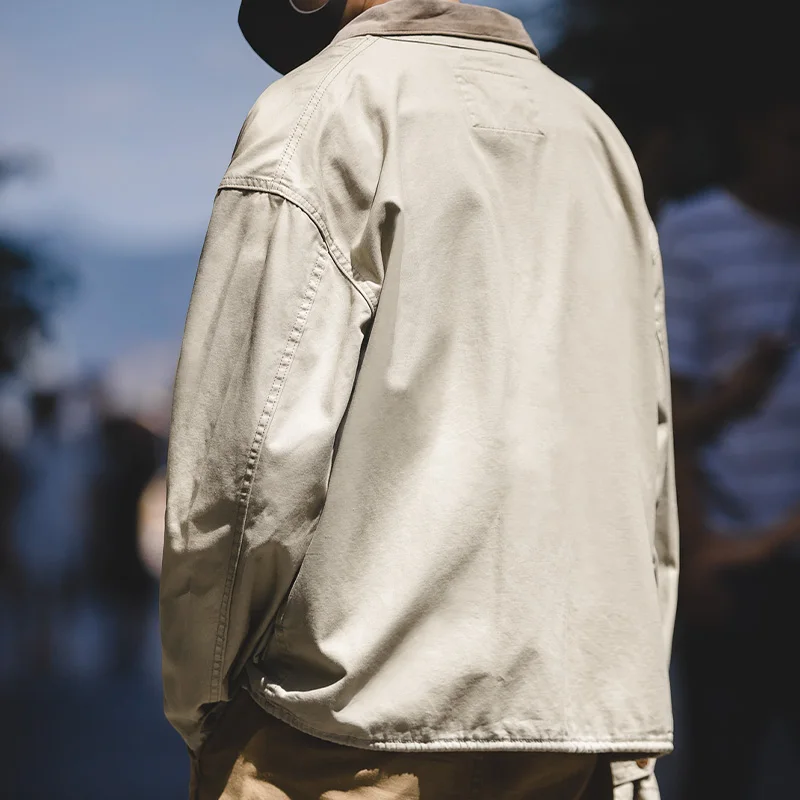 Мужская хлопковая куртка с большим карманом в стиле ретро Maden однотонная