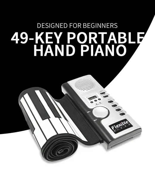 Piano portatif électronique de rouleau de main de piano enroulable avec 128  tonalités uniques Main Roll Piano 88 Touches Silicone 88 Touches Roll Up