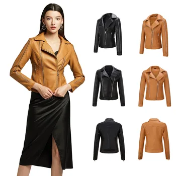 

Fashion Autumn Winter Genuine Leather Jacket Biker Streetwear Jacket Female Sheep Leather Coat