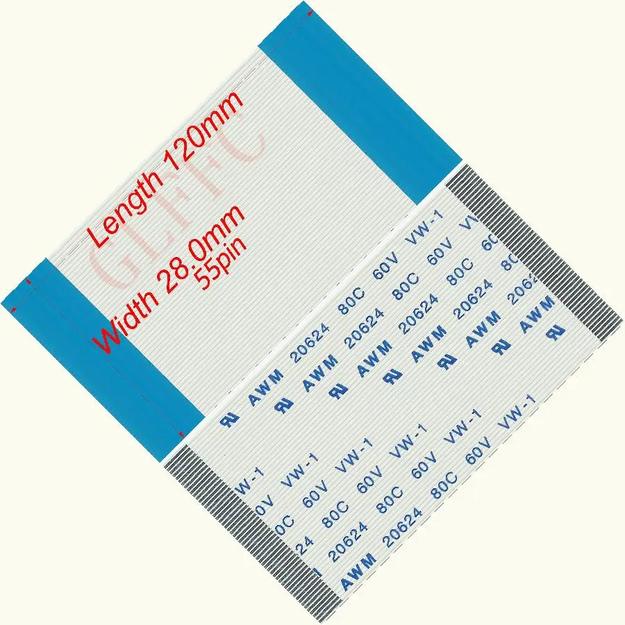 55pin 0,5 Шаг 120 мм-15000 мм a-тип Гибкий плоский кабель FFC awm 20624 ROHS для ttl lcd DVD Компьютера - Цвет: 120
