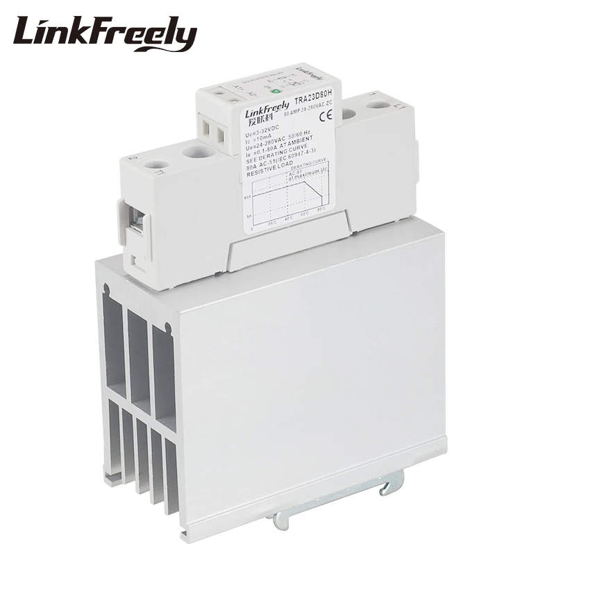 TRA23D80H DC AC Heat Sink SSR Solid State Relay Din Rail 80A 24-280VAC Out 3V 5V 12V 24V In Electrical Voltage Switch | Обустройство