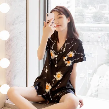 

GOGONI Women Pyjama Femme Summer Short Sleeve Sleepwear Women Pajama Set Fashion Hot Sale Great Quality Women Homewear