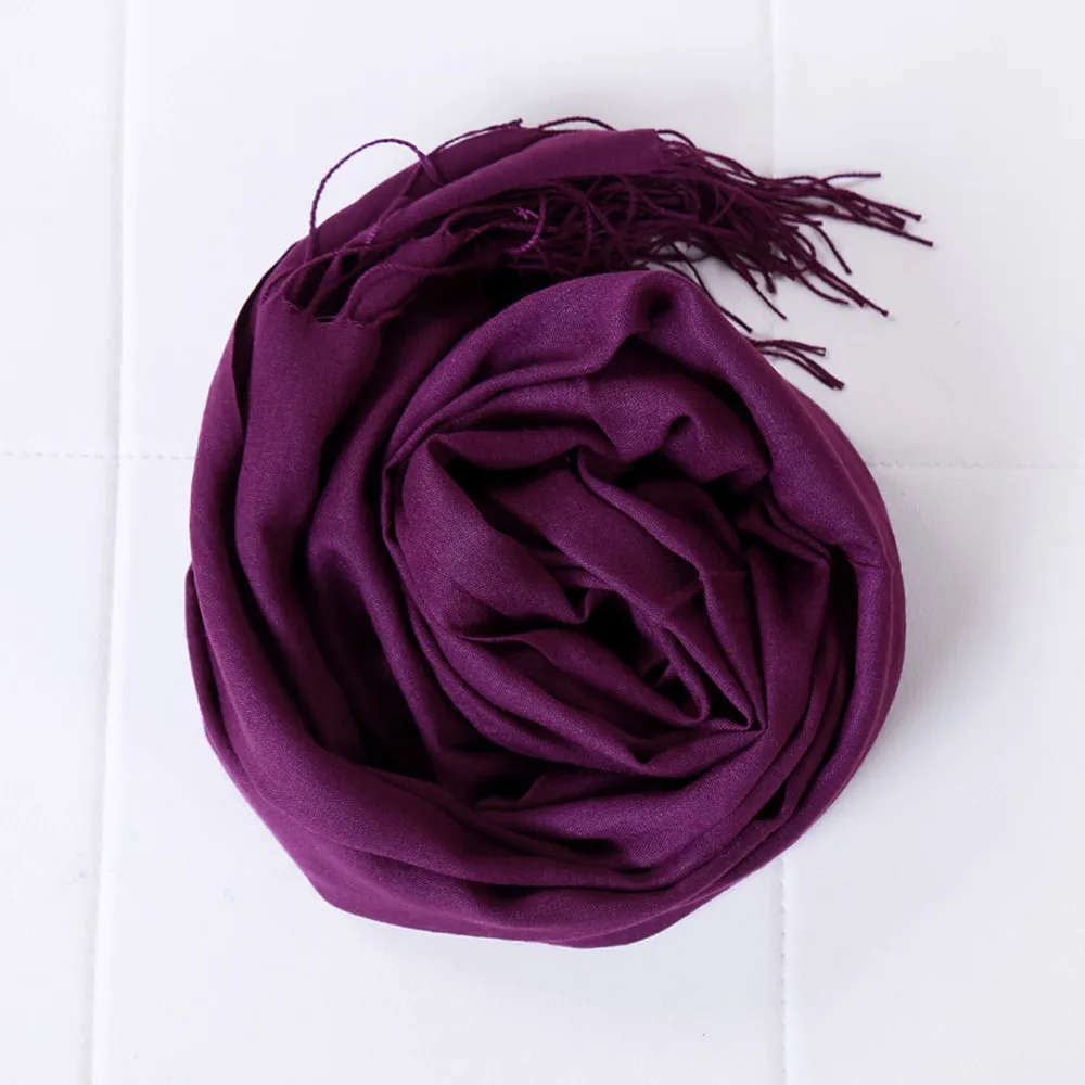 Зимний теплый матовый вязаный шейный шарф для дам, шали, Модные женские осенние одноцветные мягкие шали с кисточками, обёрточная бумага, шарф, шарфы