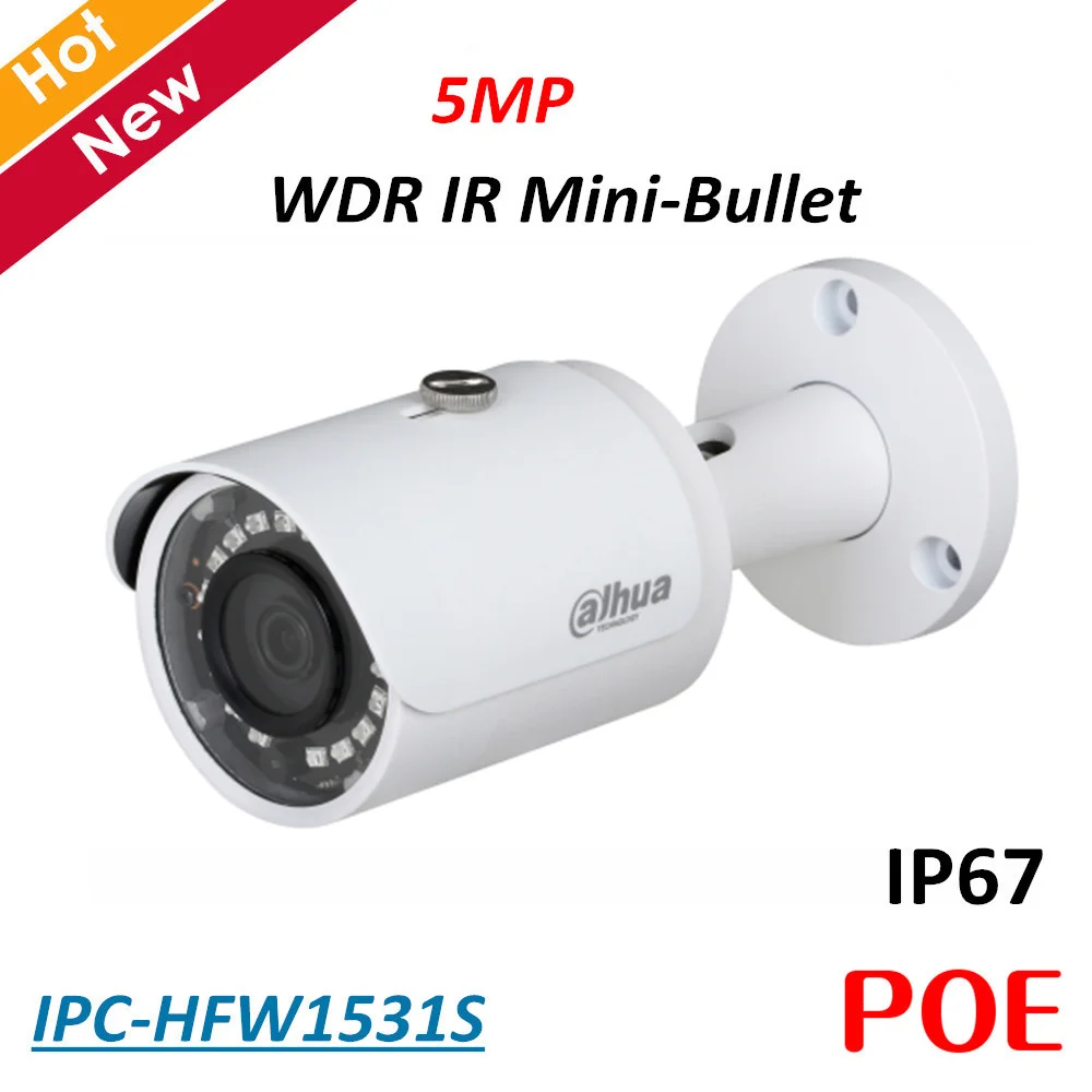 

5MP Dahua POE Ip camera IPC-HFW1531S WDR IR Mini Bullet Camera H.265 H.264 2.8 mm fixed lens IP67 Security camera baby monitor