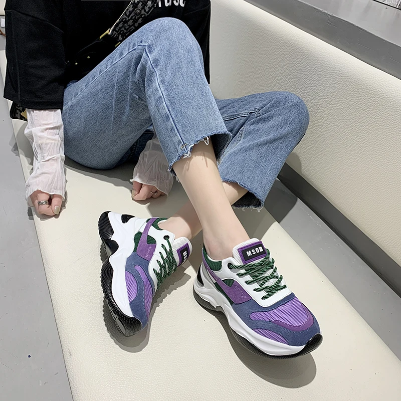 

Spring women's sneakers Fashion color matching low-top mesh breathable non-slip soles comfortable casual wild women shoes U21-94