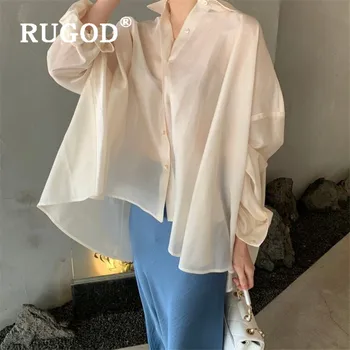 

Elegant Sun-pprotective Loose Shirt Women Fashion Transparent Batwing Sleeve Single Breasted Oversize Blouse Summer Tops 2020