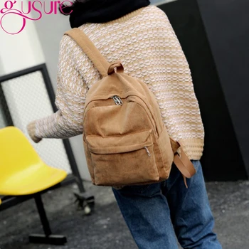 

Gusure 2020 New Corduroy Women Backpack Pure Color Women Travel Bag Fashion Double Backpack Female Mochila Bagpack Pack Design