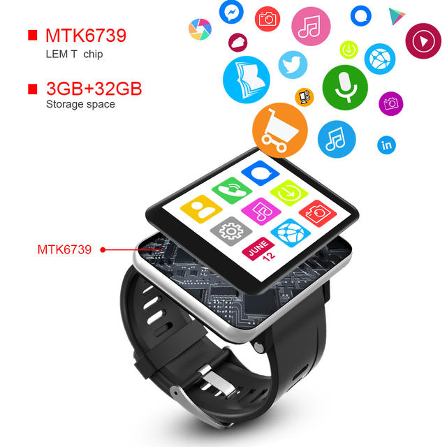LEMFO LEMT 4G Smart Watch Android 7.1 Phone Watch 2.86 Inch 480*640 Display With 5MP HD Camera 3GB + 32GB 2700Mah Big Battery