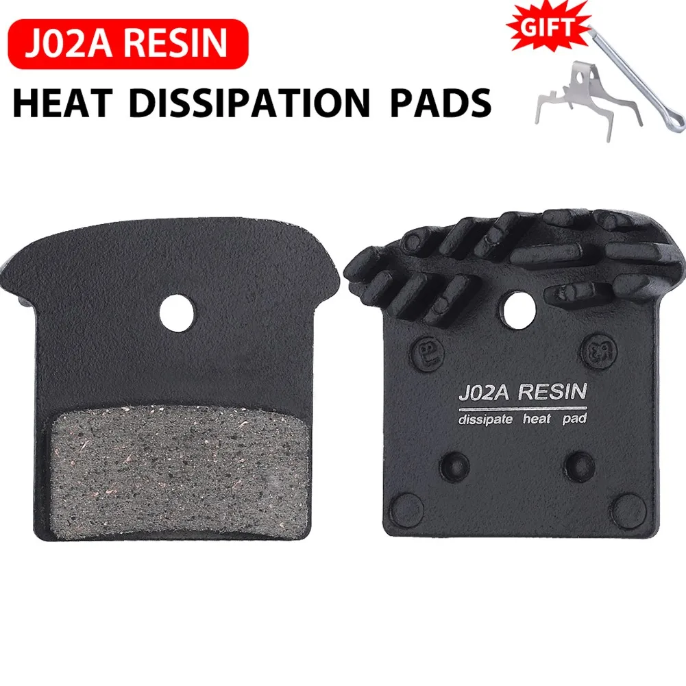 Bicycle Disc Brake Pads 1 Pair MTB Bike J02A Resin Cooling Fin Ice Tech Hydraulic Disc Brake Pads Oil Brake Calipers SLX Deore XT XTR M8000