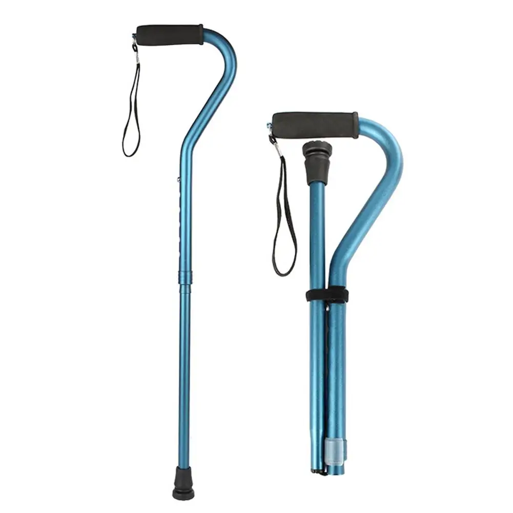 Складная трость для ходьбы треккинговые палки телескопическая легкая Регулируемая трость удобная рукоятка для походов на открытом воздухе - Цвет: Blue