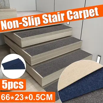 

5Pcs/set Stair Pads 66x23x0.5CM Anti-slip Stair Pads Carpet Mat Sticky Bottom Repeatedly-use