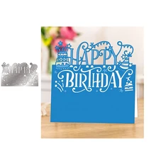 

2022 Happy Birthday Flag Cake Cover Metal Cutting Dies Shape Scrapbooking Craft Die Cut Stencil Card Make Mould Sheet Decoration