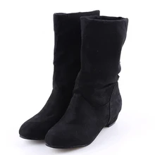 

2021 Autumn Winter Women Boots Mid-Calf Martin Boots Brand Fashion Female Stretch Cotton Fabric Slip-on Boots Flat Shoes Woman