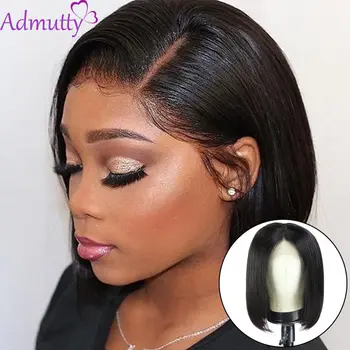 

Peruvian Short Human Hair Bob Wigs Straight Lace Closure Bob Wig With Baby Hair Pre Plucked Natural Hairline Lace Front wig 4*4