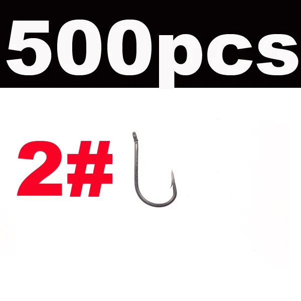 JIGEECARP 500 шт. круглые крючки для ловли карпа мульти размер 2-8# Высокоуглеродистая сталь рыболовные крючки для ловли карпа/джиг крючки, снасти - Цвет: 500pcs size2