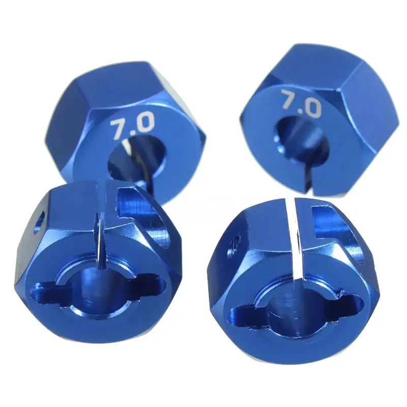 

RC Blue Aluminum 7.0 Wheel Hex 12mm Drive with Pins Screws 4P HSP HPI Tamiya Ca