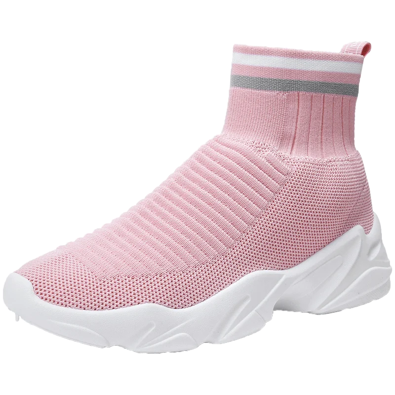 Pink A Weweya, женские носки, кроссовки, светильник для ходьбы, высокие спортивные ботинки, обувь для бега, женская новая трендовая Осенняя удобная спортивная обувь - Цвет: Pink A
