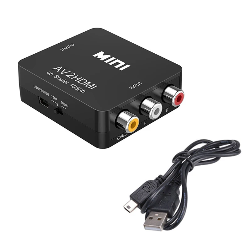 RCA AV to HDMI-Compatible Converter AV/CVSB L/R Video Box HD 1080P 60Hz AV 2 Hdmi Support NTSC PAL Output For Monitor Display RCA AV to HDMI-Compatible Converter AV/CVSB L/R Video Box HD 1080P 60Hz AV 2 Hdmi Support NTSC PAL Output For Monitor Display