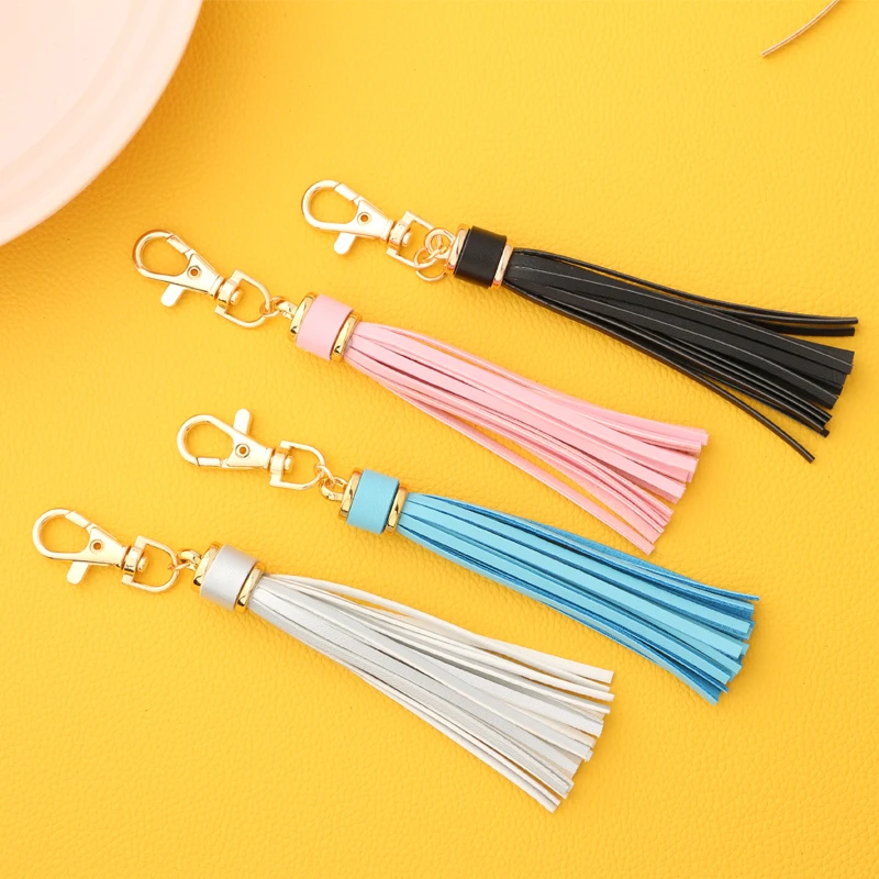 Norkeer Nieuwe Mode Kwastje Sleutelhanger Vrouwen Leuke Tassel Sleutelhanger Bag Accessoire Pu Leather Kwasten Autosleutel Ring Fringe Sieraden