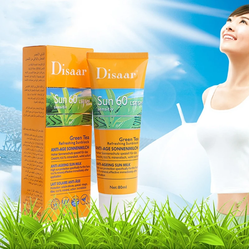 Зеленый чай SPF 60+ солнцезащитный крем увлажняющий Защита солнцезащитный крем уход за лицом 80 мл Q0KD