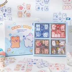 100Pcs/Box KawaiiCartoon Animals Bear Stickers Album Journal Bullet Diary Laptop Decorative Stickers Student Stationery Supplies