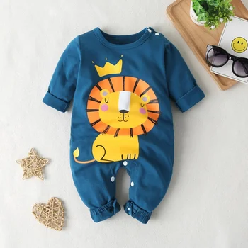 

2020 Cute cartoon lion animals autumn Baby romper newborn baby clothes Kids long sleeve cotton boys Clothes Baby girls rompers