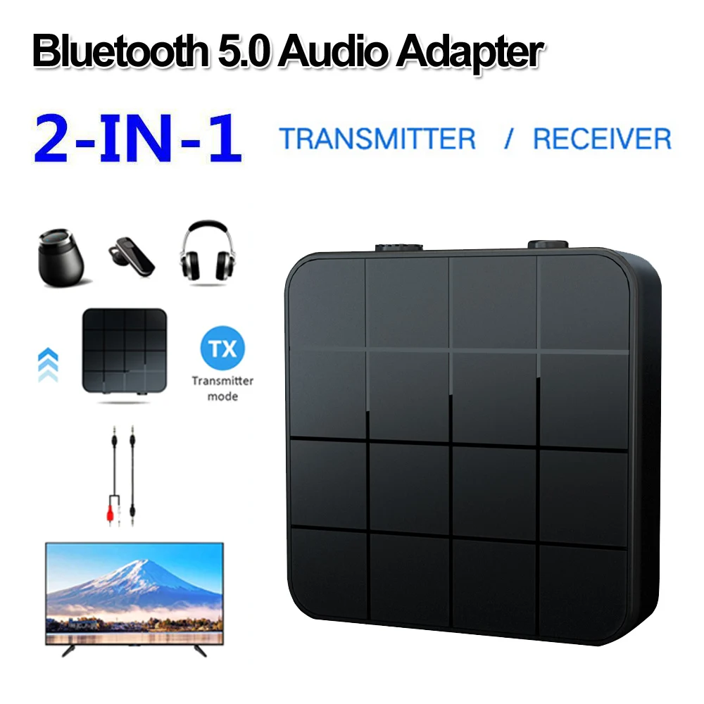 

2 in1 Bluetooth 5.0 Audio Transmitter Receiver 3.5mm RCA Cable Wireless Audio Adapter Stereo AUX Headphones For TV Car Speakers