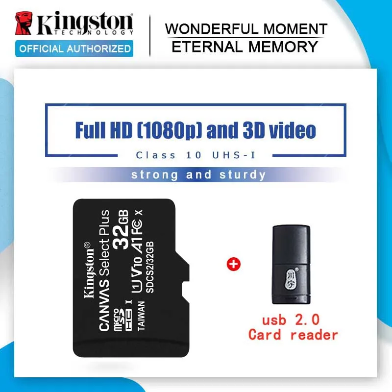 Карта памяти Kingston Micro SD карта 64 Гб 128 16 класс 10 TF-карта 32 MicroSDHC/SDXC UHS-1 8 c 4 MicroSD Plus reade |