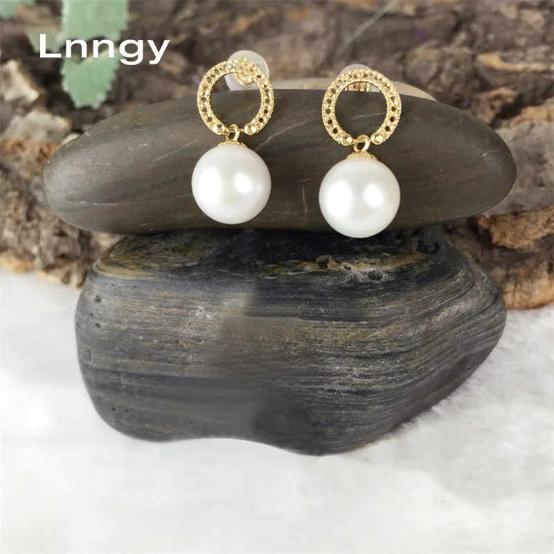 Lnngy из 18-ти кратного желтого золота натуральный пресноводный культувированный