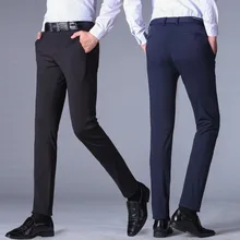 Облегающие мужские брюки размера плюс, чистый цвет, черный, серый, темно-синий, деловой стиль, повседневный костюм, брюки, строгие брюки для мужчин