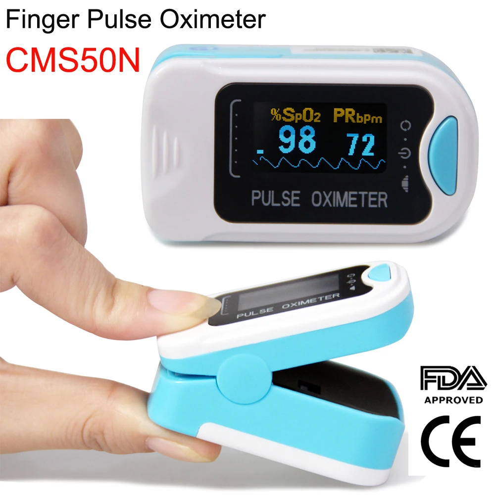 CMS50N Finger Tip Pulse Oximeter Portable Blood Oxygen meter SpO2 Saturation Pulse Rate Heart Rate HR PR Health Monitor CE,FDA