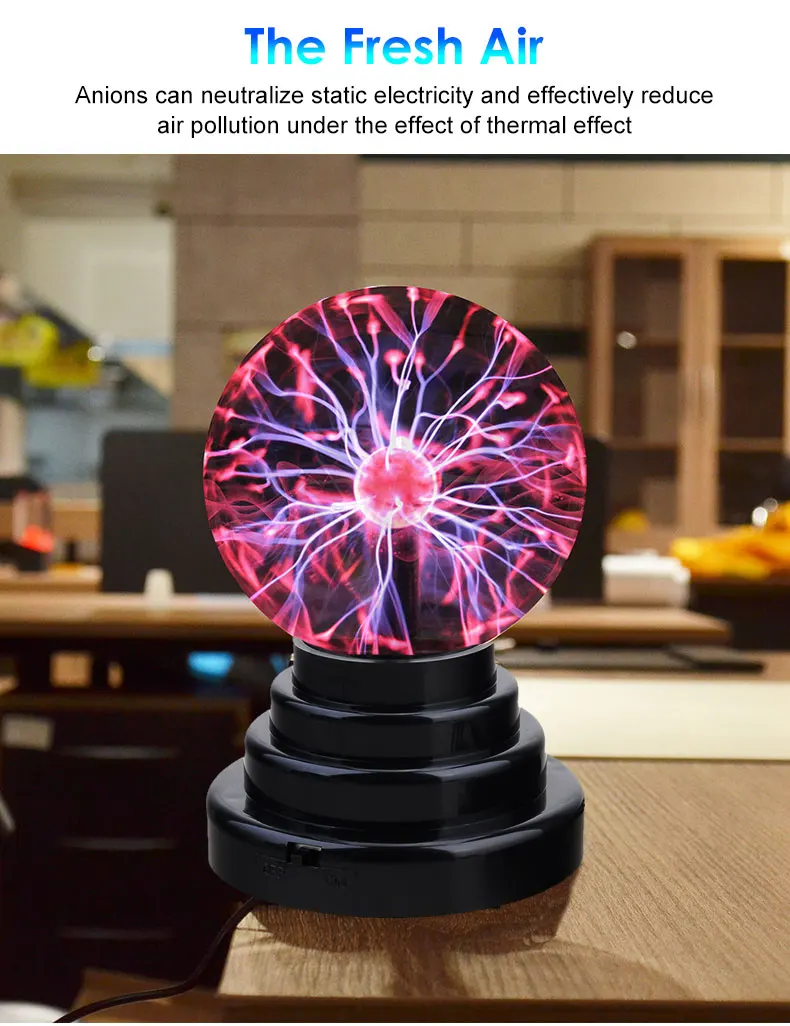 Новинка USB стеклянная Магическая Электростатическая ионная шариковая лампа 3 дюйма светодиодный креативный хрустальный шар светильник сенсорный датчик сферическая атмосферная лампа