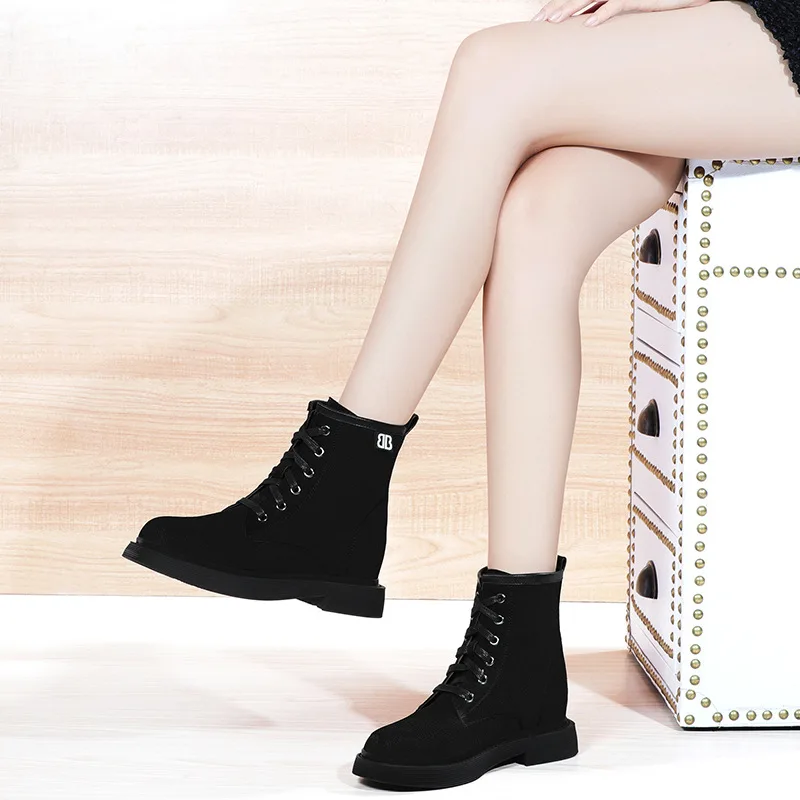 

Elevator Martin Boots Women's British-Style Short Boots 2019 Autumn And Winter New Style Flat Casual Boots Women's Boots
