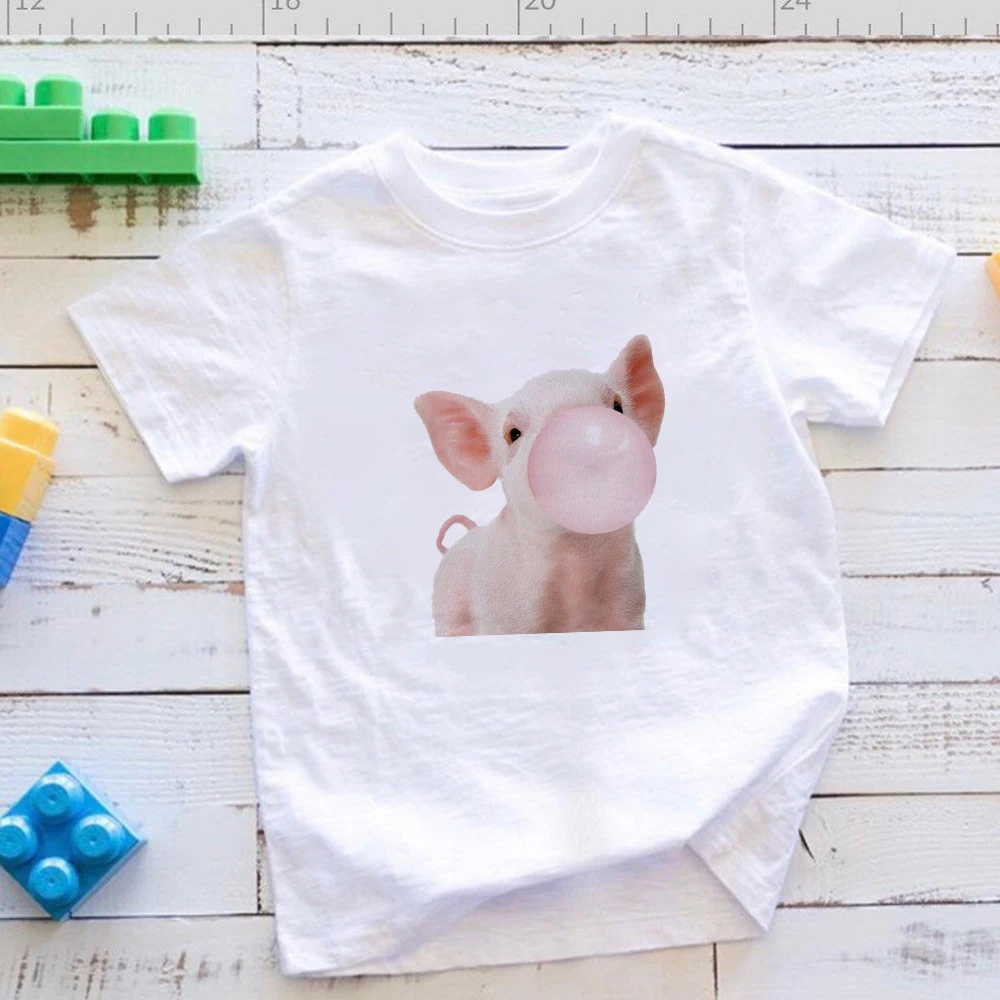 

Summer Hot Selling T Shirt Baby Boys Casual Clothes T-shirt The Pink Pig Is Blowing Bubbles Graphic FashionT Shirt Фђболки