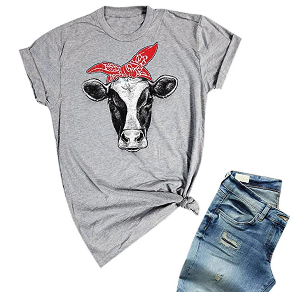 

Bikitique Fashion Animal Print Sexy T-Shirt Round Neck Short Sleeves Versatile Women's TShirt Casual Loose Summer T Shirt
