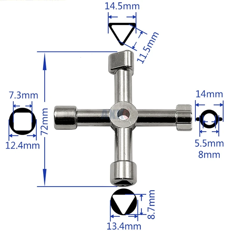 Multifunction 4 Ways Universal Triangle Wrench Key Plumber Keys Triangle For Gas Electric Meter Cabinets Bleed Radiators DBIRD