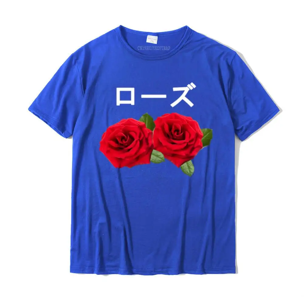 Gift Classic Short Sleeve Tops & Tees Summer Fall Crew Neck 100% Cotton Men's T-Shirt Classic T-shirts Brand New Vaporwave Rose with Japanese text Long Sleeve T-shirt Gift__MZ23652 blue