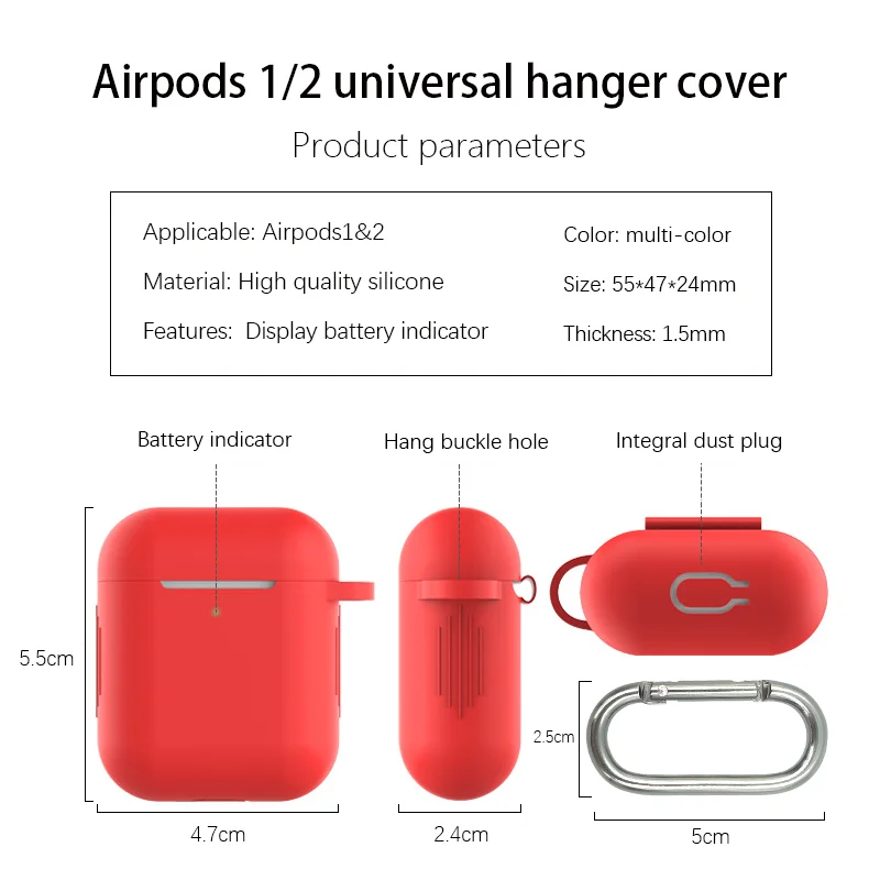 Airpod Case Cover For Apple Soft Silicone Case For Airpods wireless headsets Charger Case Airpods 1/2 universal hanger cover