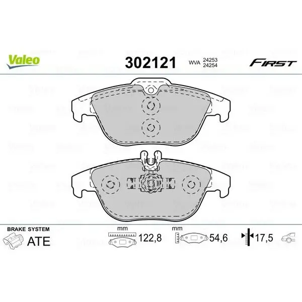 Колодки тормозные MERCEDES W204/X204 07- задние VALEO 302 121