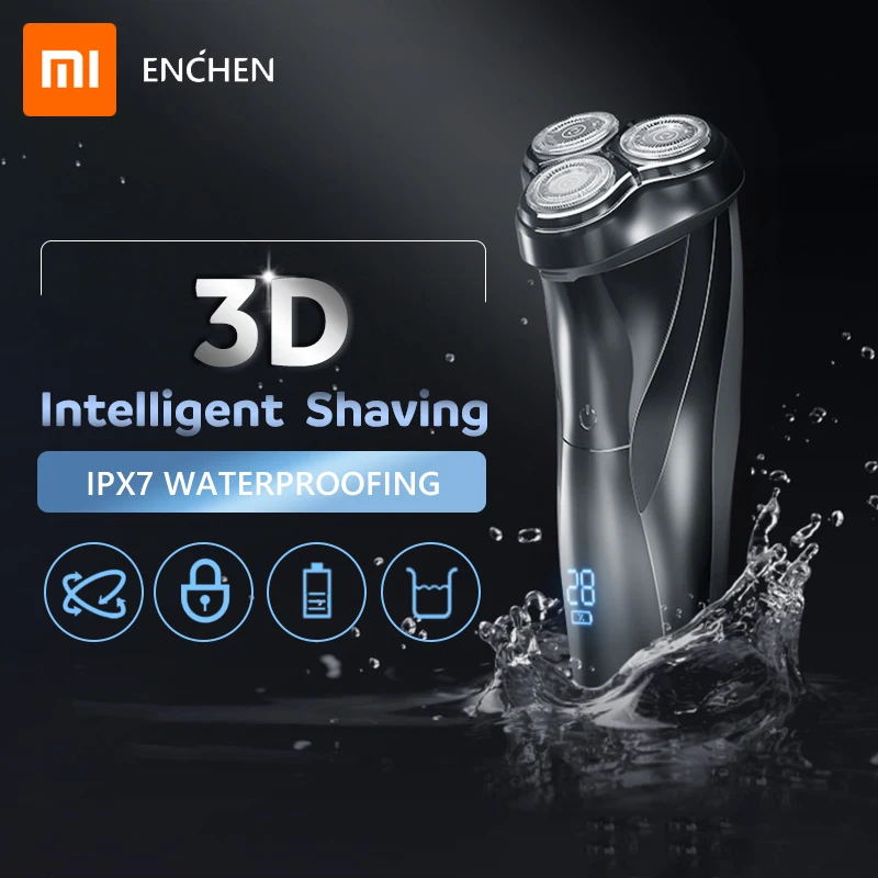 Xiaomi ENCHEN Washable Rechargeable Electric Shaver BlackStone3 IPX7 Waterproof Razor Battery Indic