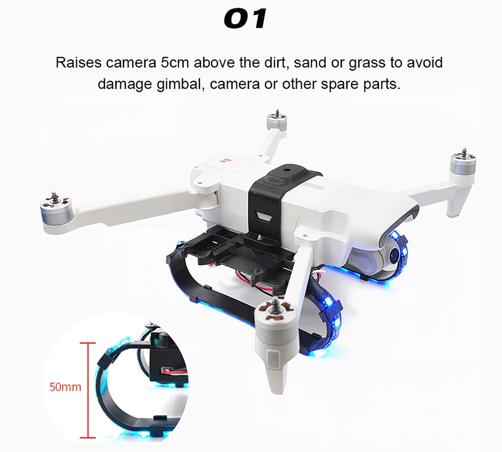 

STARTRC LED Extended Landing Gear Kit Light Switch Modes Remote Control Mount Camera for FIMI X8SE RC Drone RC Accs