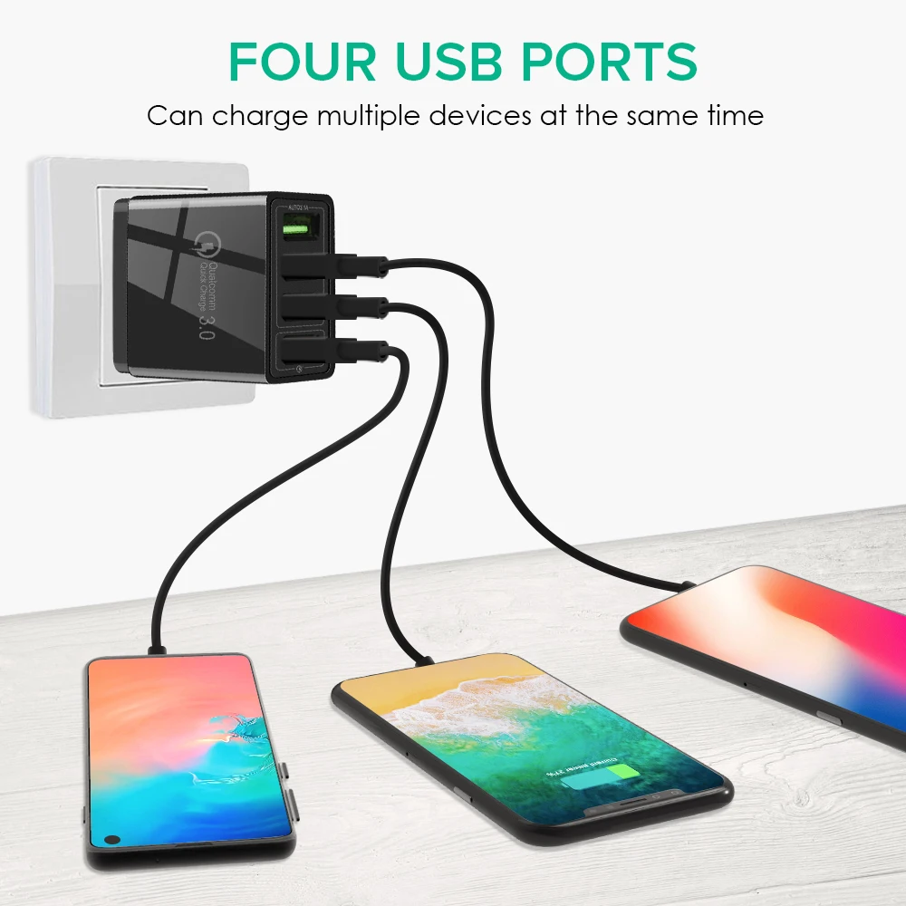 GOOJODOQ USB зарядное устройство 4 порта Quick Charge 3,0 для xiaomi redmi note 7 iPad iphone 6 plus QC 3,0 Мульти адаптер